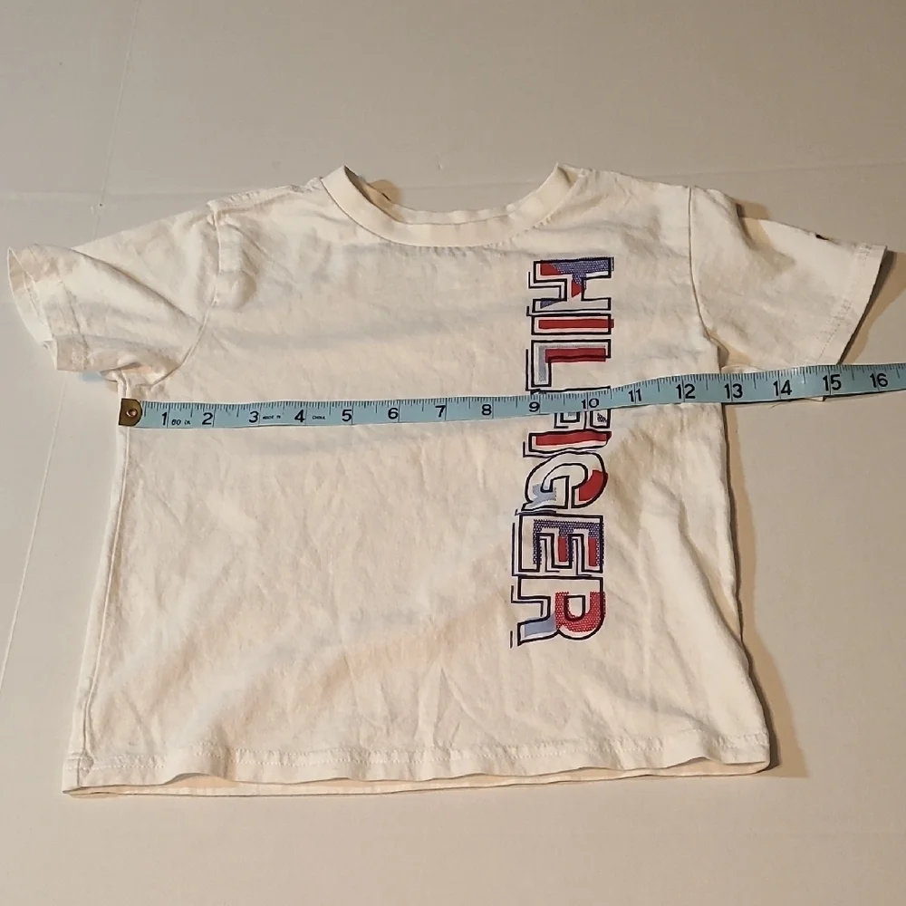 Tommy Hilfiger Stylish Casual White Short Sleeve Tee Kids Unisex Size 4 EUC